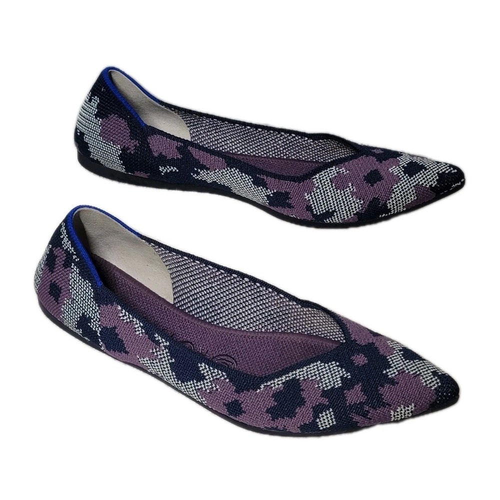 Rothy's Womens Size 7.5 Flat Retired Violet Botanicamo The Point Purple Pansies